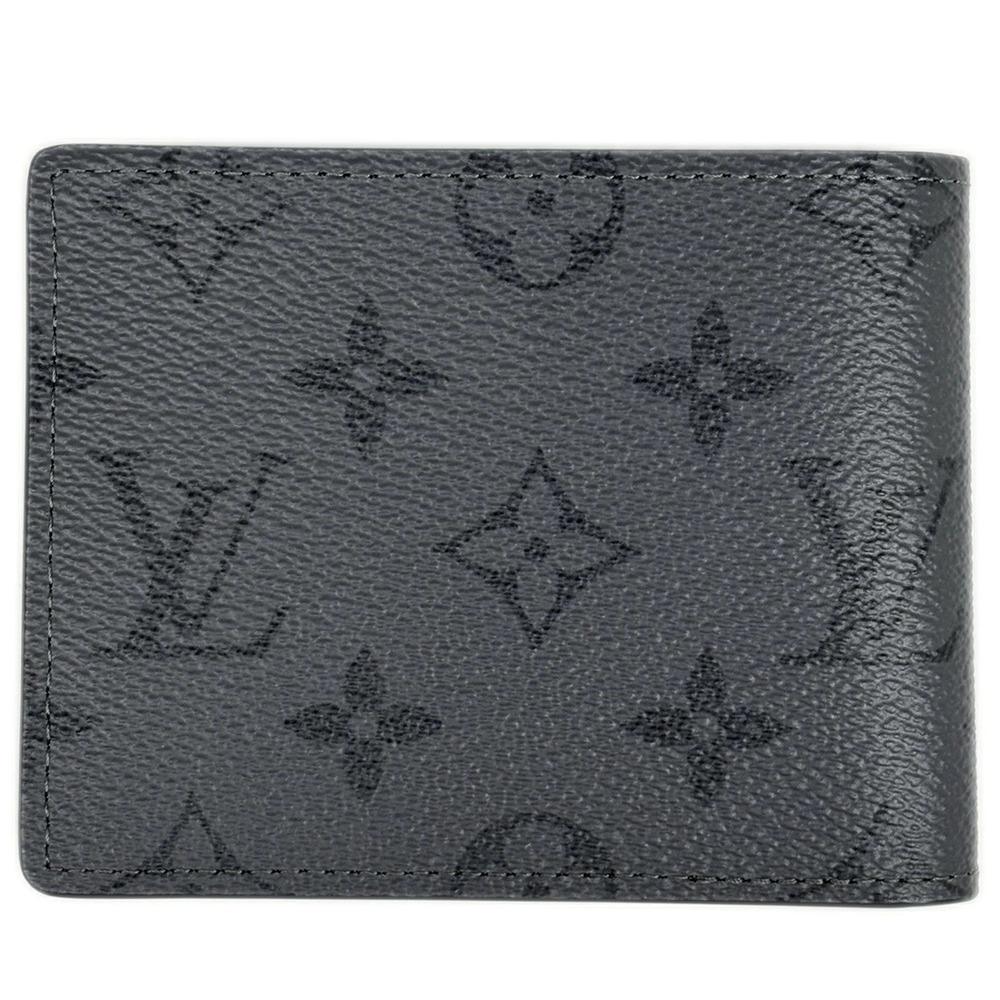 Louis Vuitton Portefeuille Slender Bi fold Wallet Monogram Eclipse Black Gray